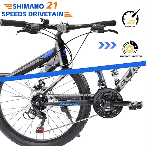 Miniatura 42 de 24/26/27.5 Inch Wheel Mountain Bike, 21 Speed MTB Bike with Full/Front Suspension, Steel Frame and Dual Disc Brakes, Adult Mens Outdoor Cycling