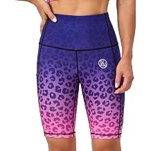 UIUO-UIPEU High Waisted Biker Shorts for Women Workout Athletic Leggings Running Printed Yoga Shorts