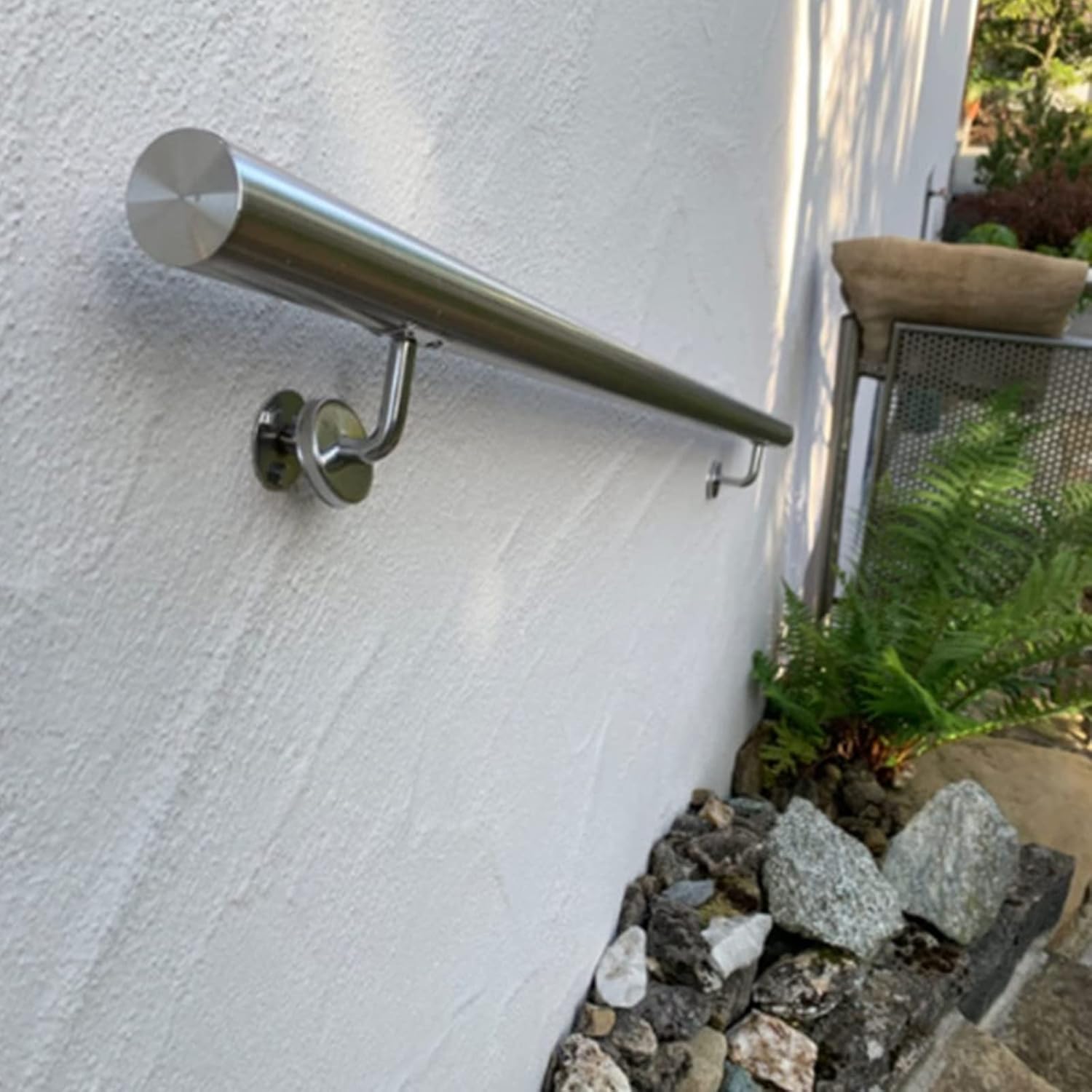 2m Modern Staircase handrail Kit, Wall Mounted Stainless Steel Hand Railings Outdoor Indoor Round Stair Railing for Elderly (Size : 50cm)