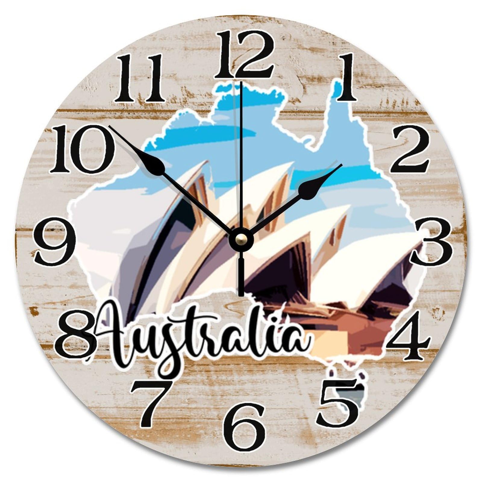 Horloge paysage urbain australien pour décoration murale chambre ado