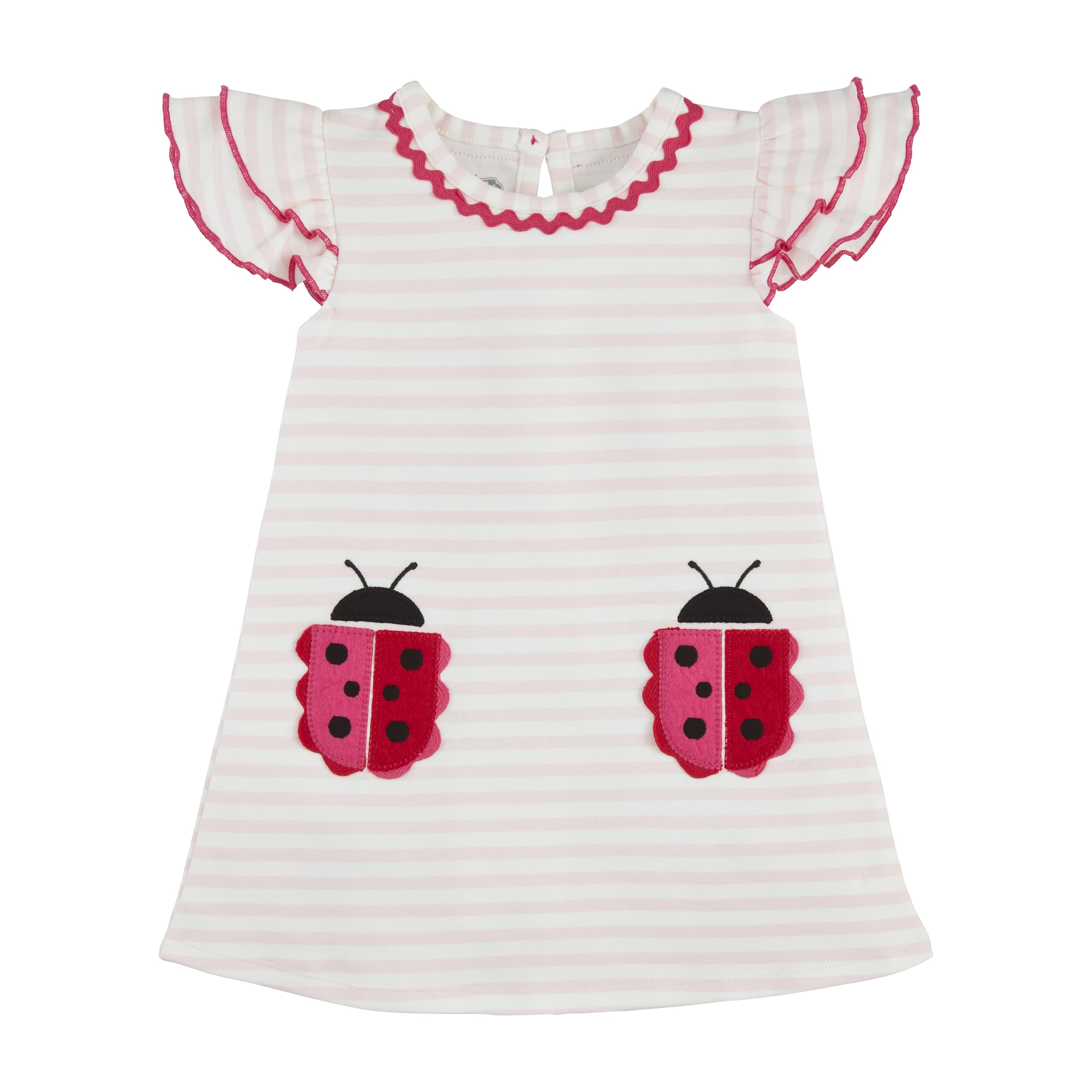 Mud Pie Baby Girls Children's Ladybug Tshirt Dress Pink Stripe