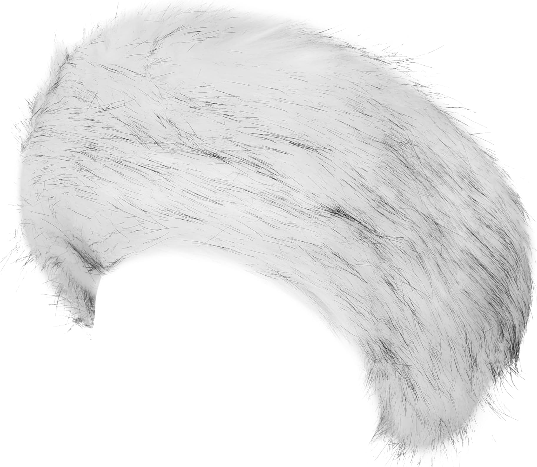 Winter Fluffy Faux Fur Headband Hat Ear Warmer Head Wrap Head Warmer for Women (White with Black Tips)
