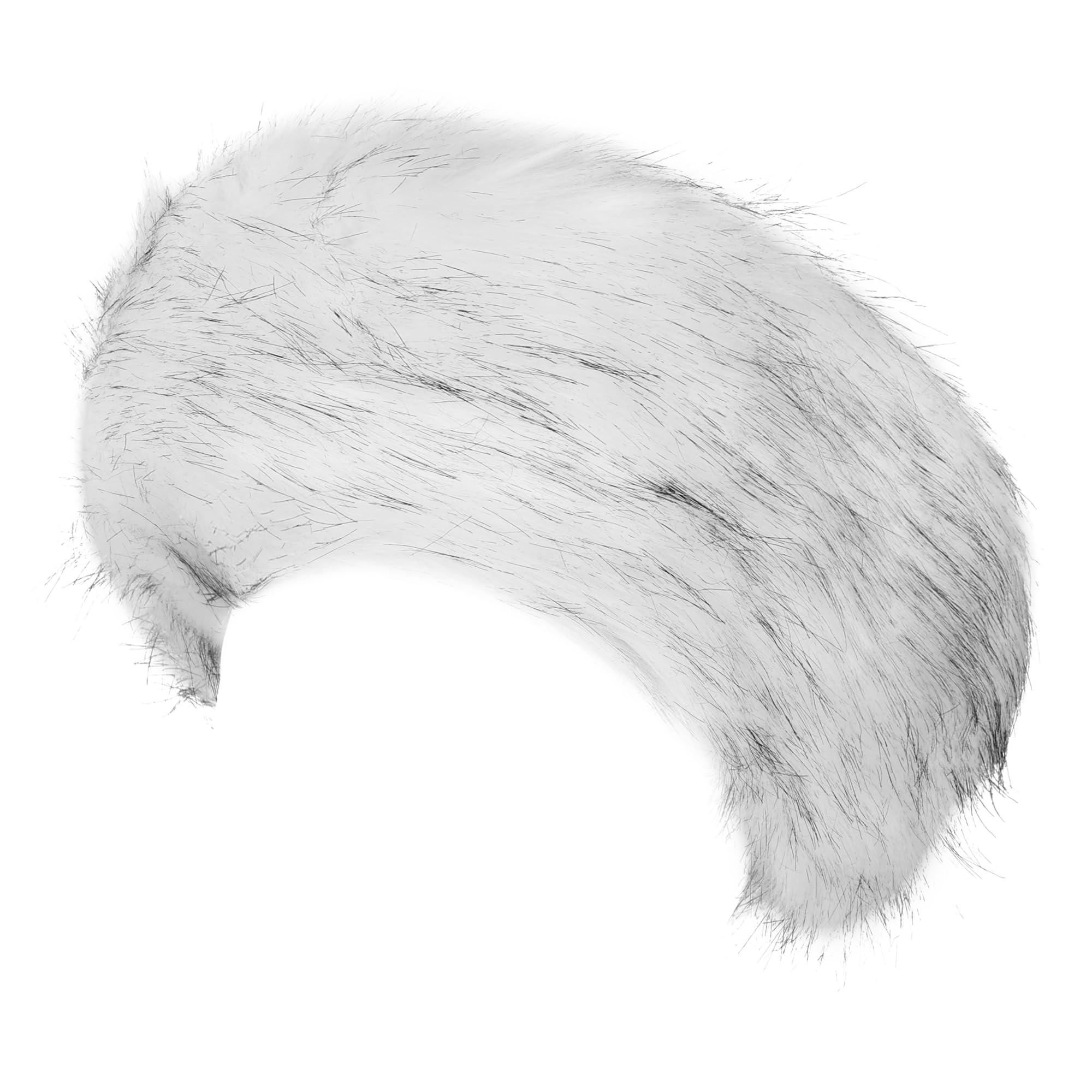 Winter Fluffy Faux Fur Headband Hat Ear Warmer Head Wrap Head Warmer for Women (White with Black Tips)