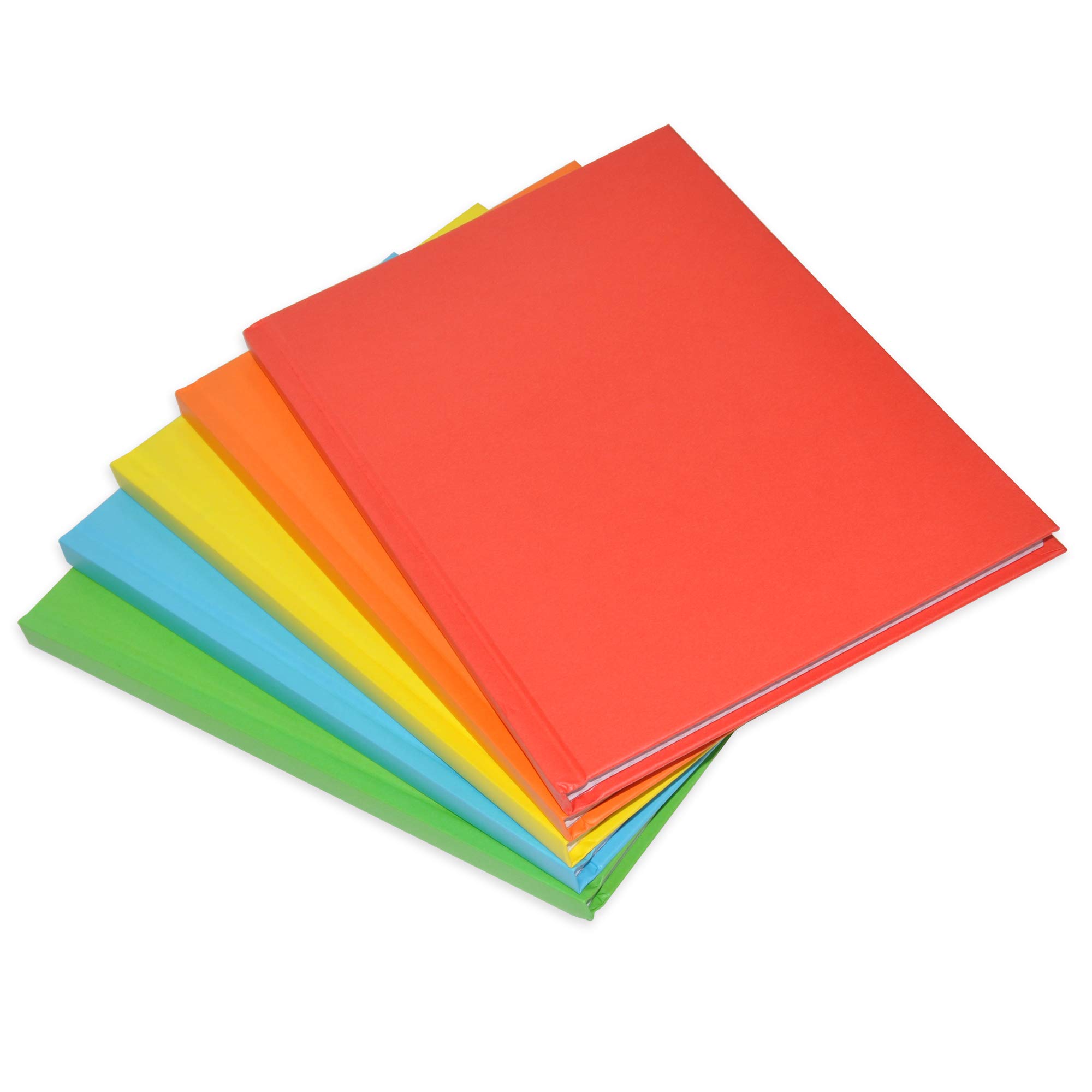 FIS® Hard Cover Notebook, A5 Size(148x210mm), 100 Sheets, 5mm Square Lines Ruling, Packet of 5 Pieces, Assorted Neon Colors-FSNB5A5NASST