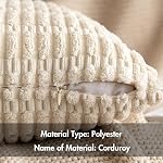 MIULEE Pack of 2 Corduroy Throw Pillow Covers 16x16 Inch Cream White | Soft Decorative Boho Striped Cushion Covers Farmhouse Home Decor Pillowcase for Spring Sofa Living Room Couch Bed