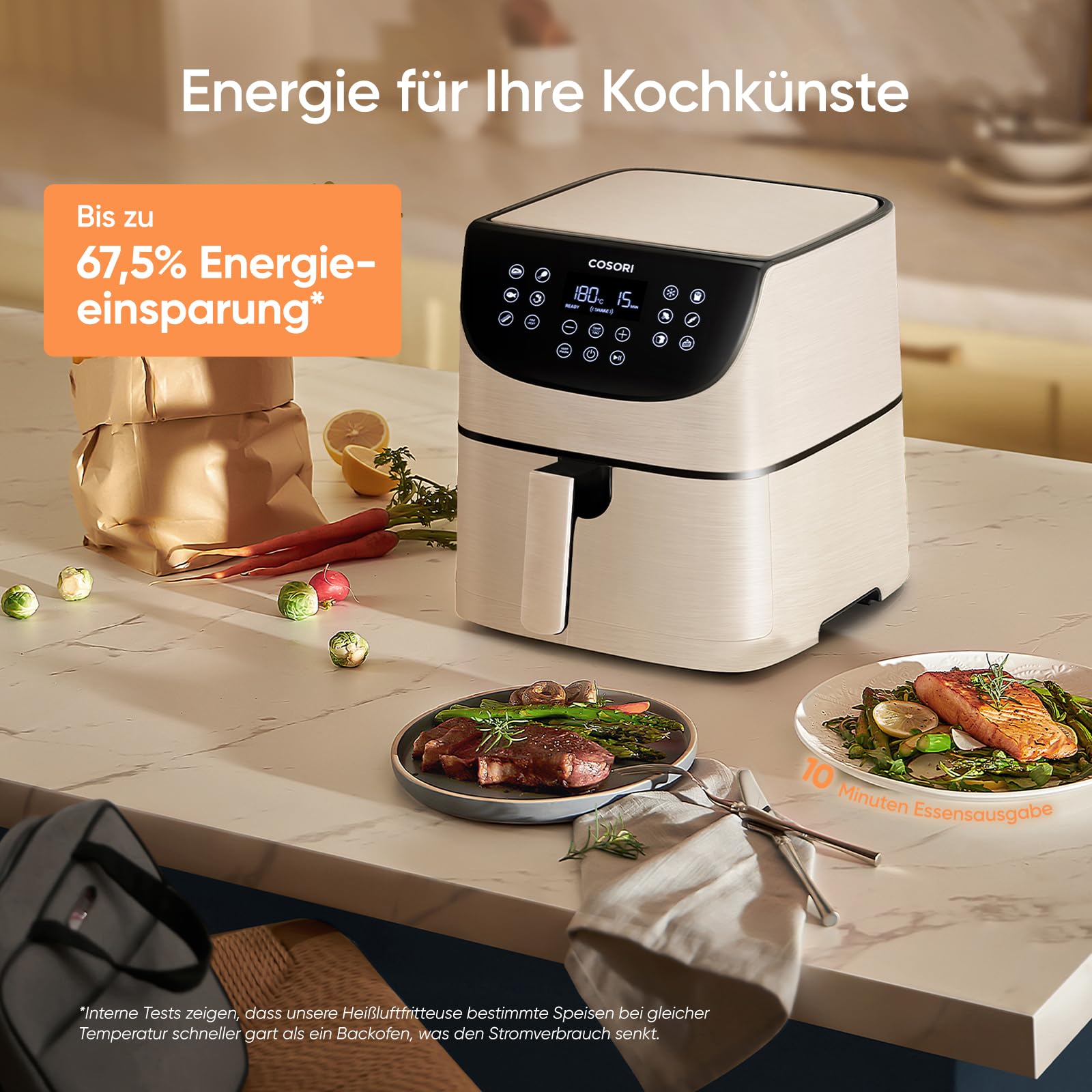 COSORI Heißluftfritteuse, Airfryer Testsieger 2024, 11-in-1 Air Fryer 5,5L, Heissluftfritteuse mit Shake-Reminder, 97,3 Prozent ölsparend, 67,5 Prozent energiesparend, spülmaschinenfest Körbe, Weiß