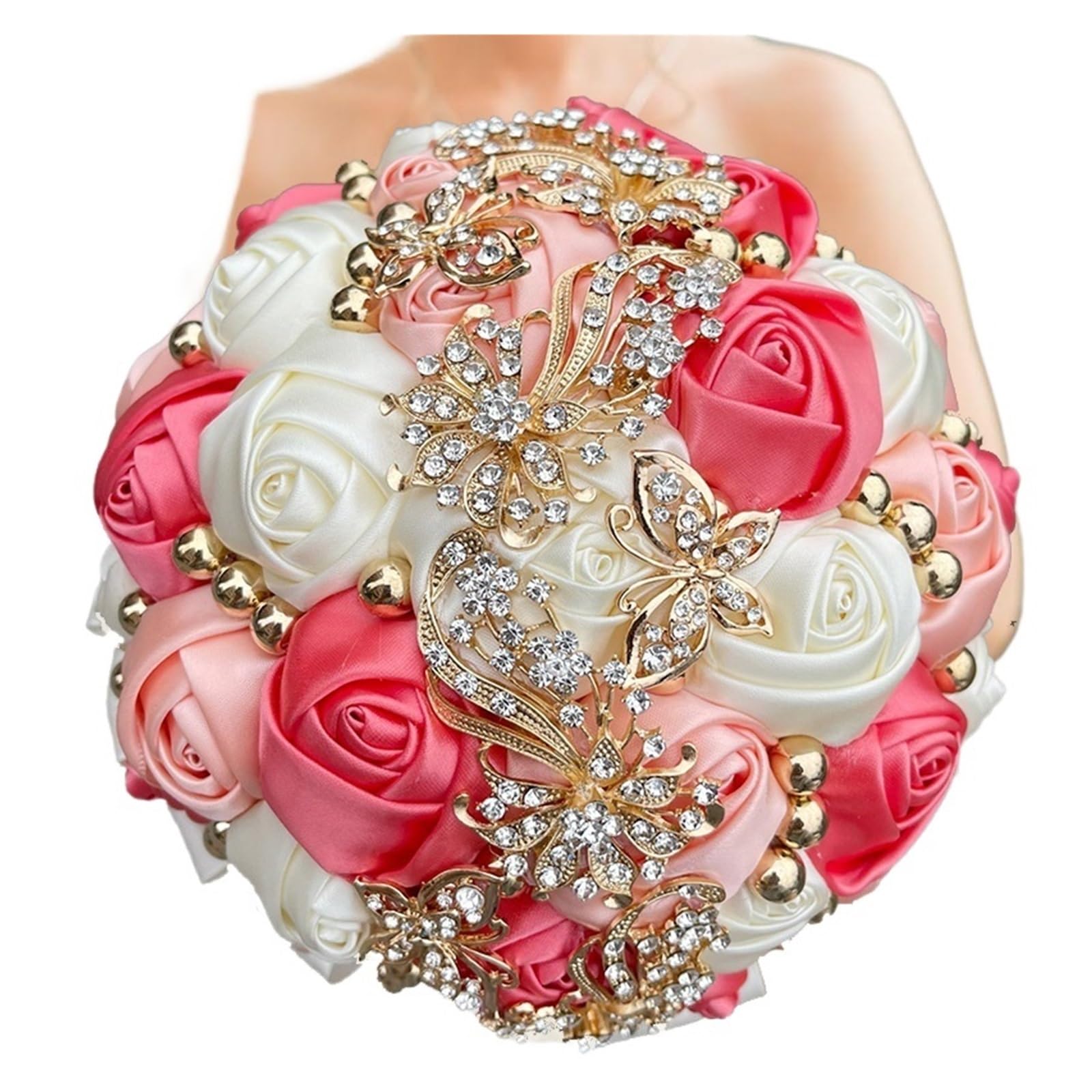 NDLHXKFRP Wedding bouquets for brides and bridesmaids, Artificial Wedding Bouquet Bridesmaid Multicolor Multiple Sizes(Red,18CM)