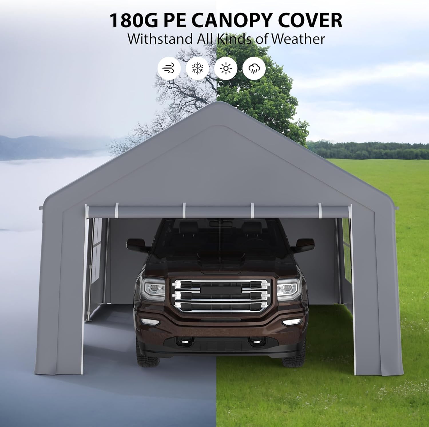 13x20Ft Heavy Duty Carport, Portable Garage with 5 Roll-up Ventilated Windows & Removable Sidewalls, Waterproof & UV Protected, All-Season Car Canopy, Outdoor Carport Tent for for Car, Truck