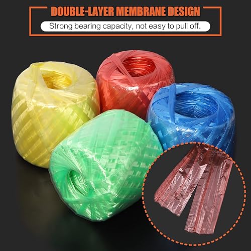 Miniatura 4 de Tanstic 4 rollos de cuerda de plástico de nailon de poliéster de 4 colores con tijeras, 1.378 in de ancho y 590 pies de longitud de cuerda de