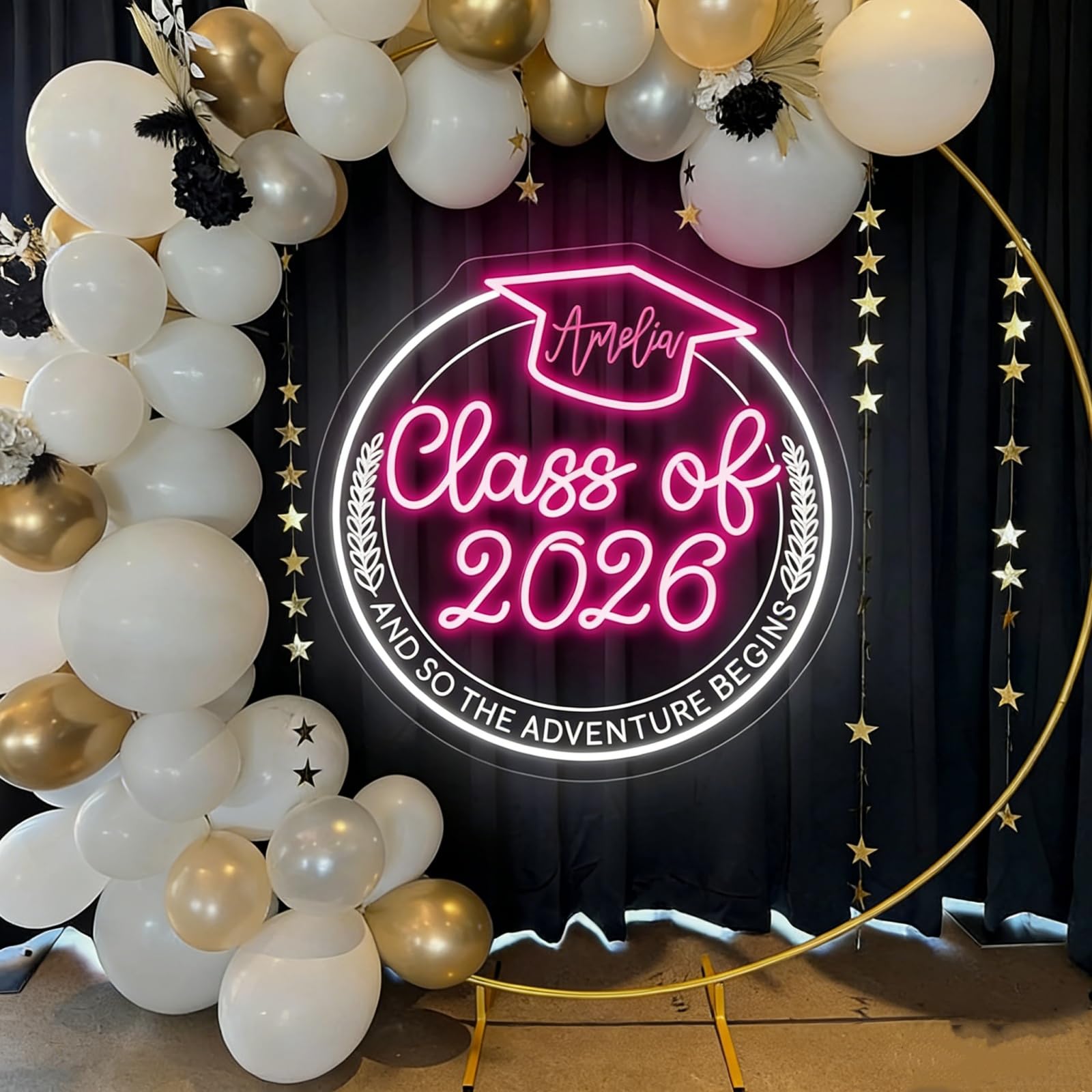Custom Graduation Neon Sign for Wall Decor Personalized Class Of 2026 Name LED Light with Graduation Cap LED Lights for Grad Party Decor Bedroom Wall Art Graduation Gift