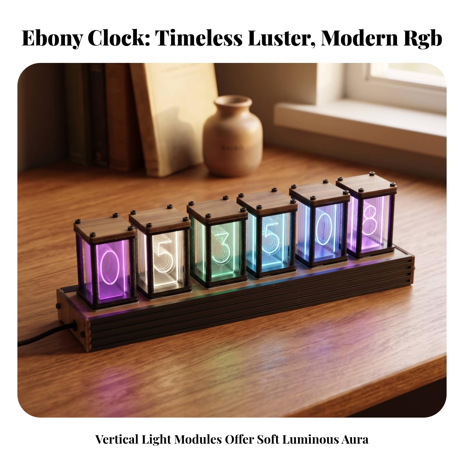Reloj Escritorio Digital Luminoso, D款 | Claro, Reloj Electrónico Mesa, para Oficina