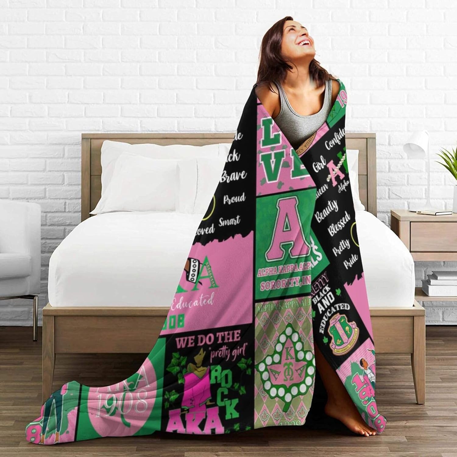 Aka Throw Blanket Ultra Soft Velvet Blanket Lightweight Bed Blanket Sorority Gifts for Women Home Decor Sofa Blanket 80×60 in