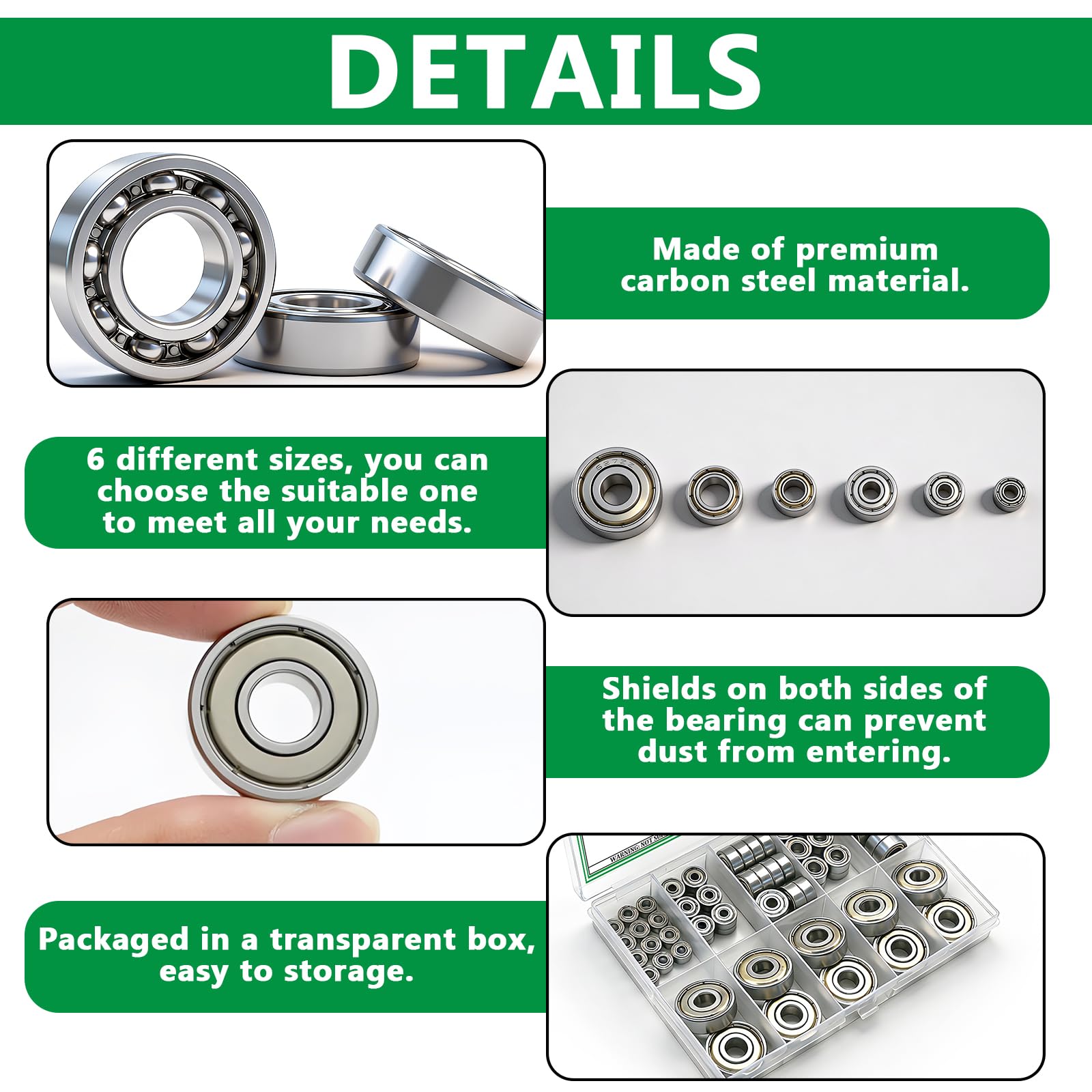 68PCS Ball Bearings Kit - 693ZZ, 623ZZ, 624ZZ -3