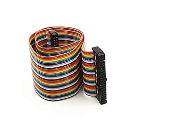 BUUSHI 2.54mm Pitch 40 Pin 40 Way F/F Connector IDC Flat Rainbow Ribbon Cable 1.7ft