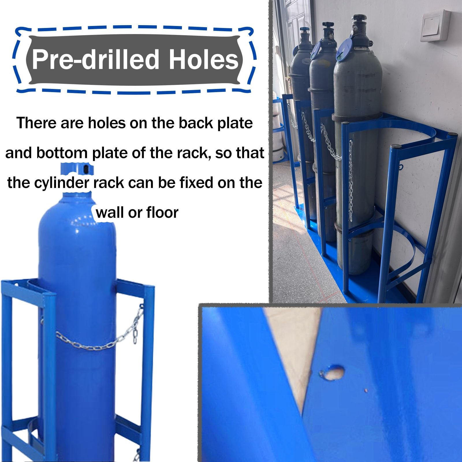 Uchwyt na zbiornik tlenu, wytrzymały stojak na cylinder montowany na ścianie i podłodze, przenośny stojak do warsztatu lub kampera, obsługuje butle gazowe do 113 cm, trwałe rozwiązanie do
