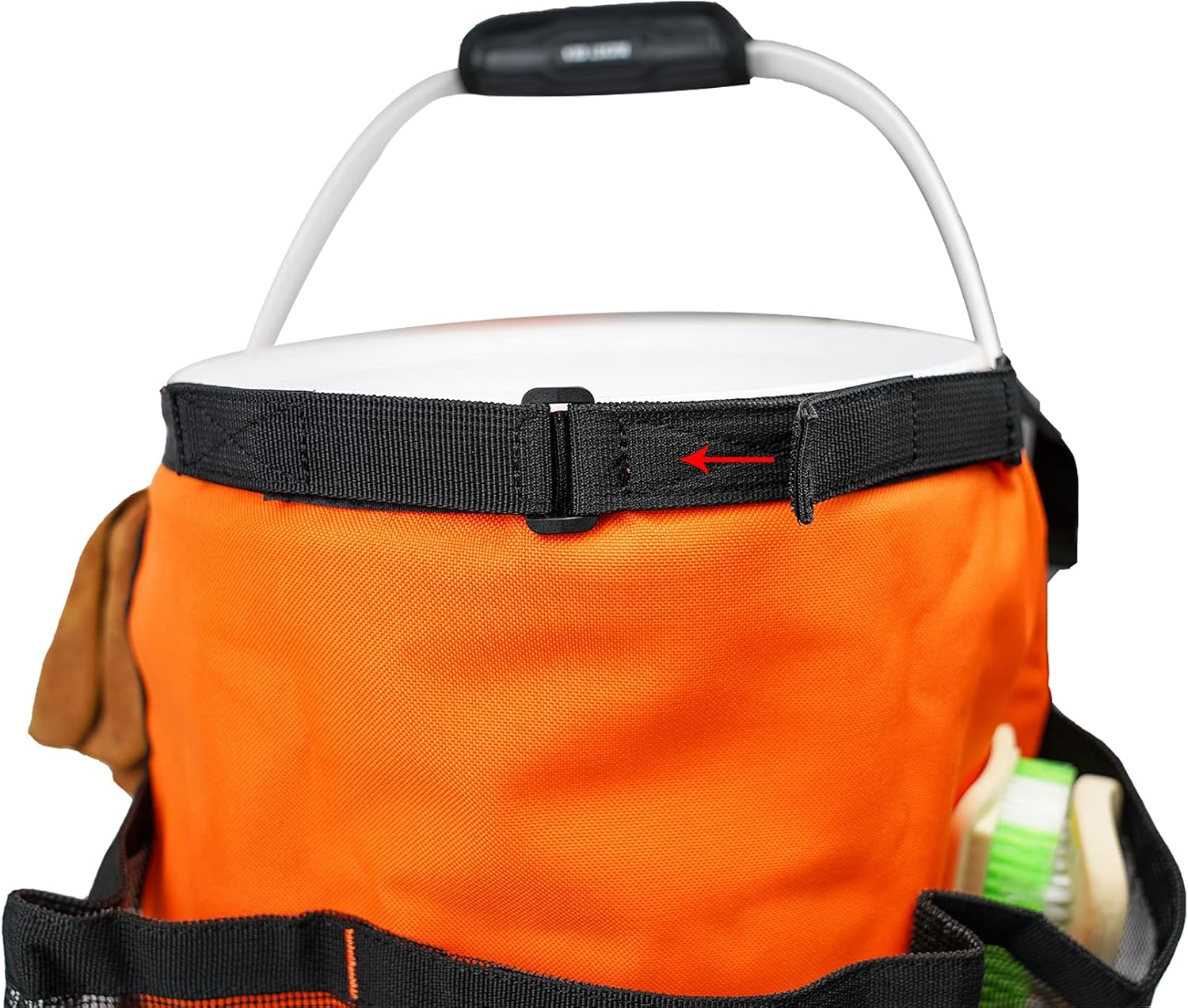 Bucket Idea Wash Tool Organizer for a 5 Gallon Bucket, Water-Resistant Mesh Pockets for Clean Supplier, Car Wash Supplier，Soap and Towel Holder Ring Included, (Orange)…