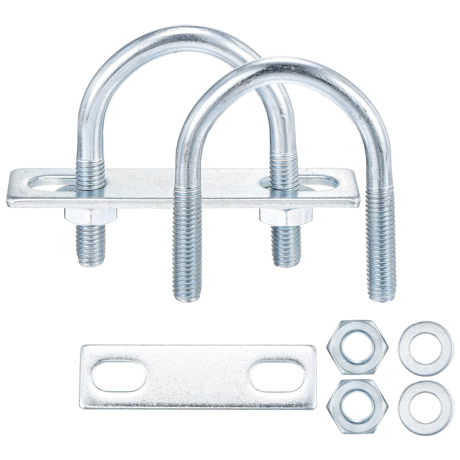 METALLIXITY U Bolts 4 Sets (5/16"(M8) x1.65"x2.51"), Round U Bolt Kits Carbon Steel with Accessories, for Construction Pipe