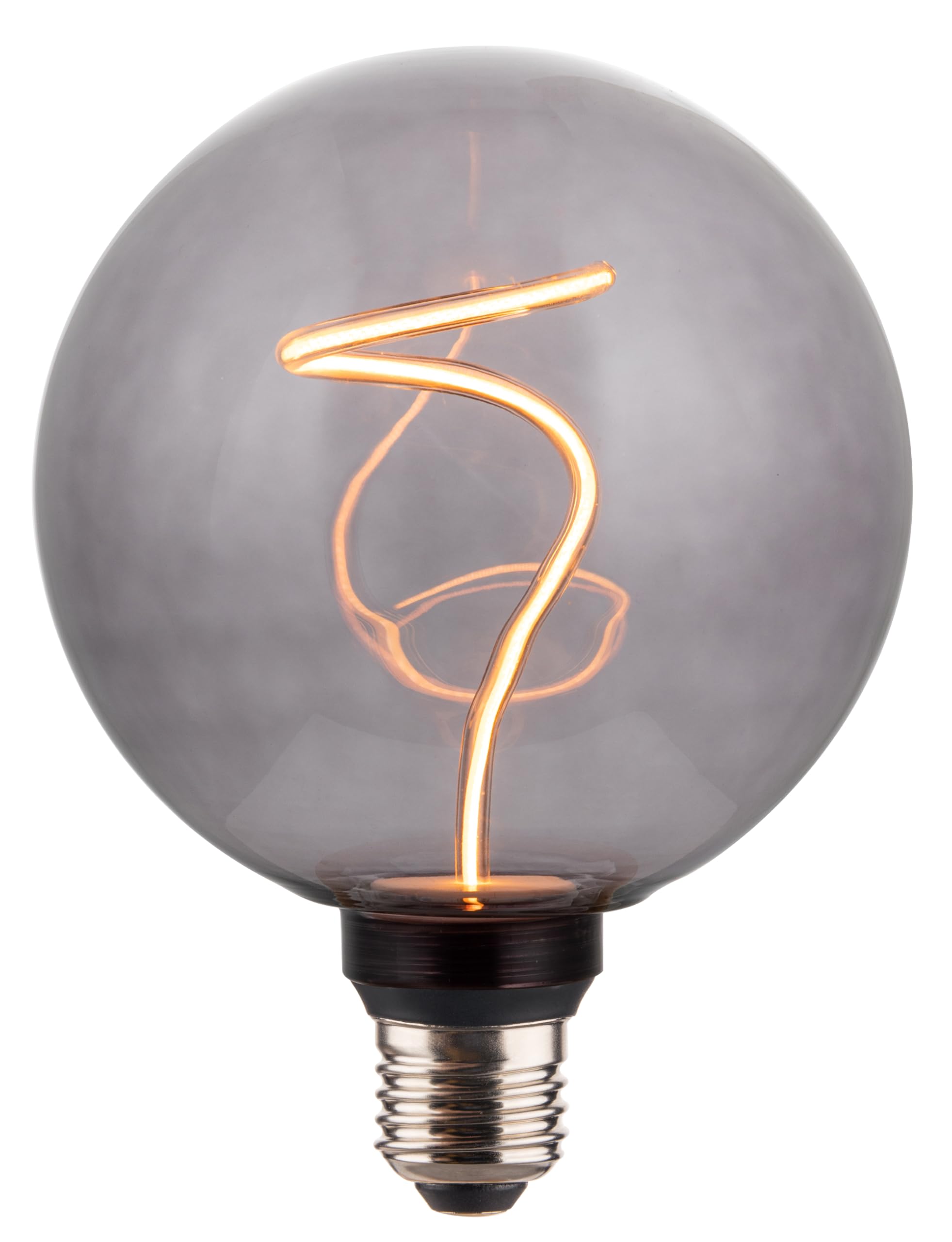 greenandco 4 żarówki LED w stylu vintage z możliwością ściemniania do oświetlenia nastrojowego, E27 G125, 4,9 W, 100 lm, 1800 K (bardzo ciepła biel) | 320° | 230 V | szary przydymiony | bez migotania