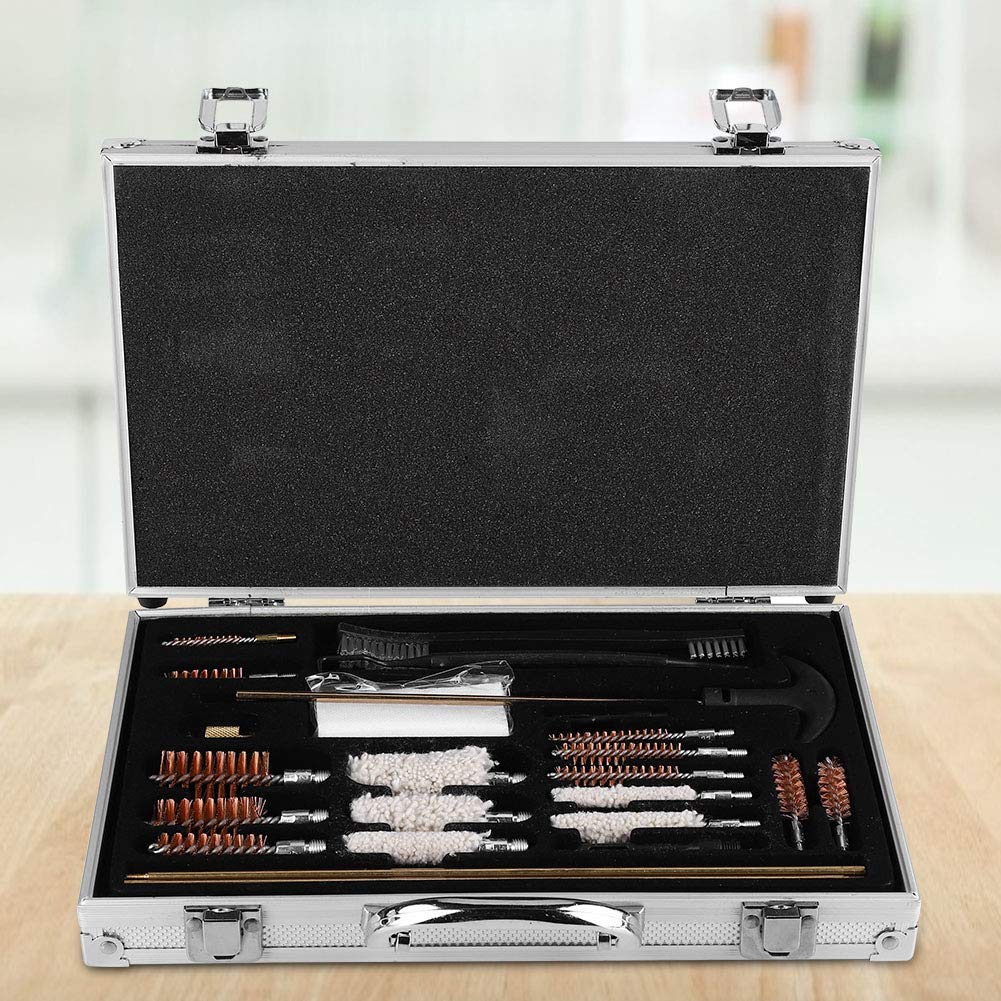 Changor Kit di Pulizia Universale, Strumenti di Pulizia in Lega di Alluminio Guscio Interno in Spugna Universale con Scatola in Alluminio per Arma da Fuoco per Fucile