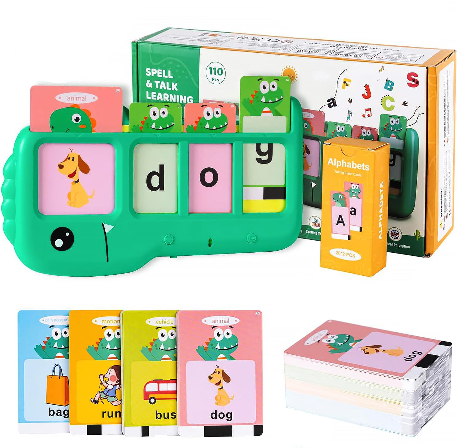 Talking Flash Cards for Toddlers 2-8: Alphabet Learning & Spelling Games with 224 Sight Words - Montessori Sensory Toys for Preschool Boys & Girls, Speech Therapy Toys for Kids with Autism, Ideal Gift