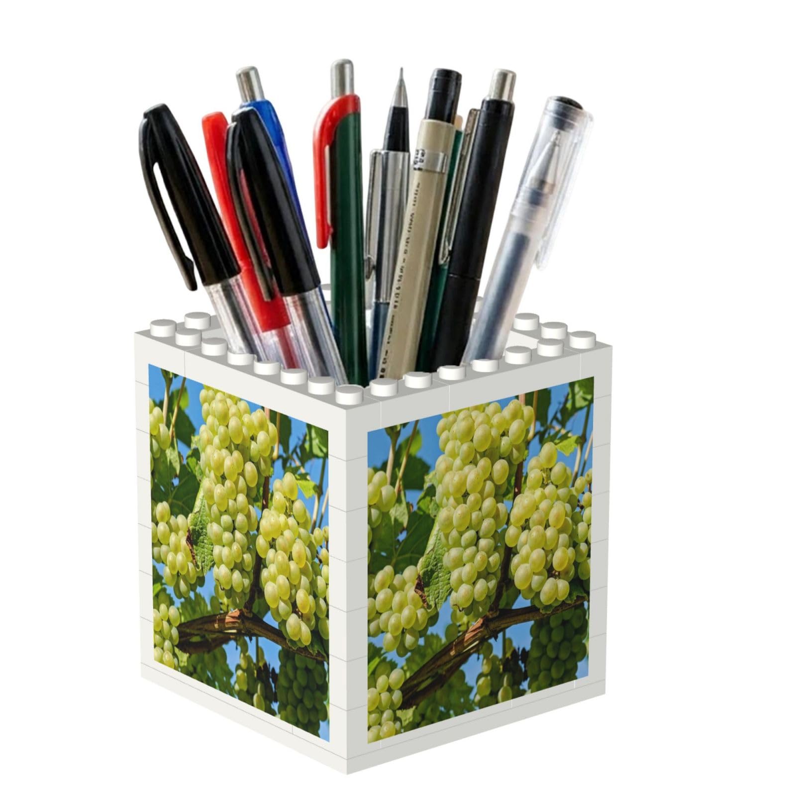 Poadnly Grapes Fruit Vine Grapevine Winegrowing, Pen Pot Pencil Holder for Office Home School, Compact Desk Organiser for Office Stationery