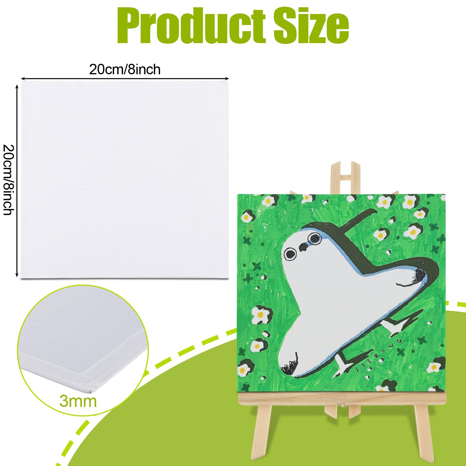 APACALI 24 Pack Canvas 20 x 20cm (8 x 8inch) for Painting and Art - Small Blank Canvas for Sketching Drawing, 3mm Thickness - Image 2