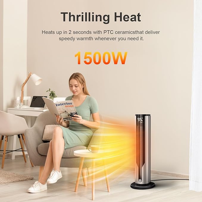 Calefactor Eléctrico Portátil Cerámico PTC 1500W con Termostato miniatura 2