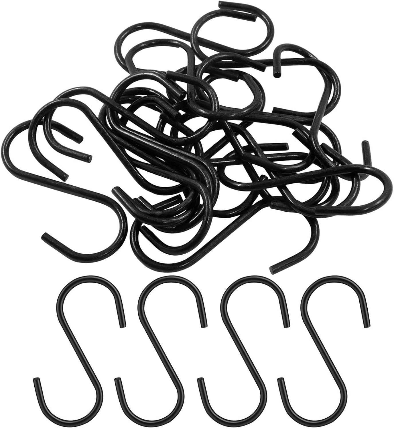 Bonsicoky 50 Pack 1 Inch Carbon Steel S Hooks, Black