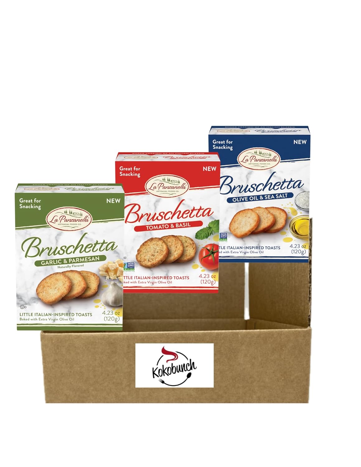 All Natural Bite Size Bruschetta Toast Crackers Bruschettini Vegan Chips (4.23oz 3PACK, Variety PACK)