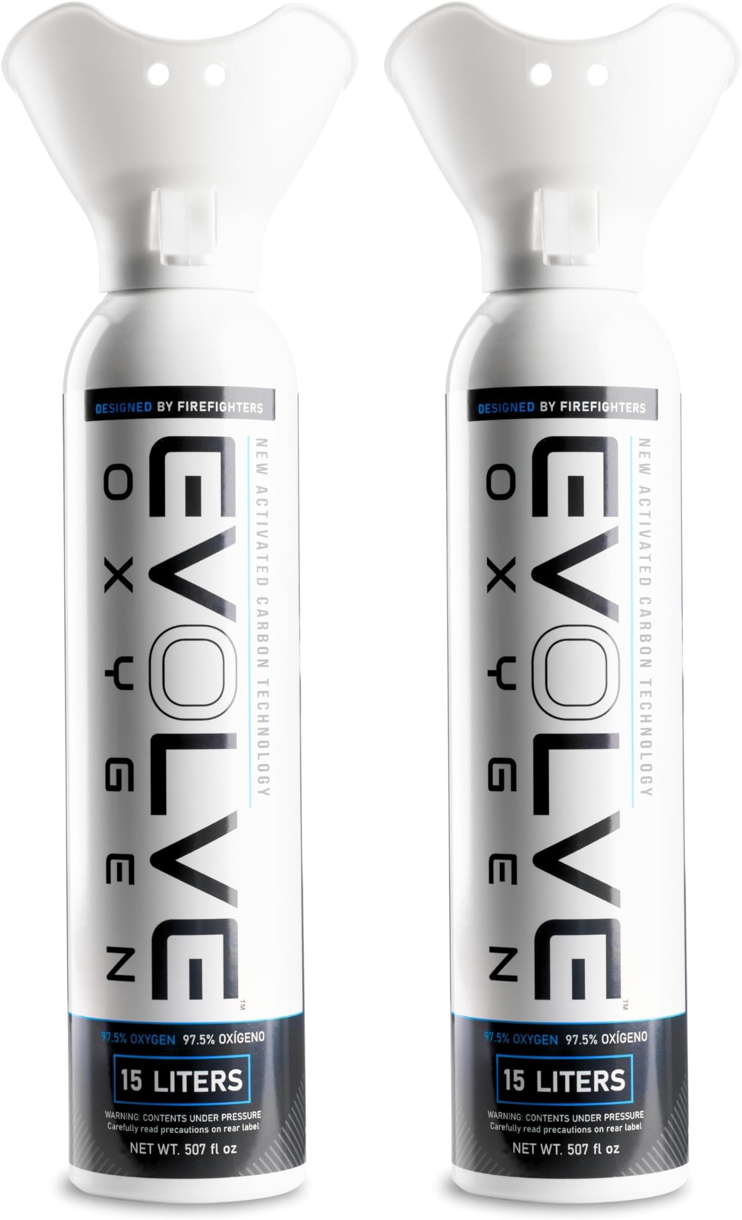 - 15-Liter Pure Oxygen Canister with Breathing Cup | Portable Oxygen Can | Ideal for Home Use and Outdoor Activities | Designed by Firefighters | Made in The USA | Pack of 2