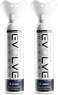 EVOLVE 15-Liter Pure Oxygen Canister with Breathing Cup | Portable Oxygen Can | Ideal for Home Use and Outdoor Activities | Designed by Firefighters | Made in The USA | Pack of 2