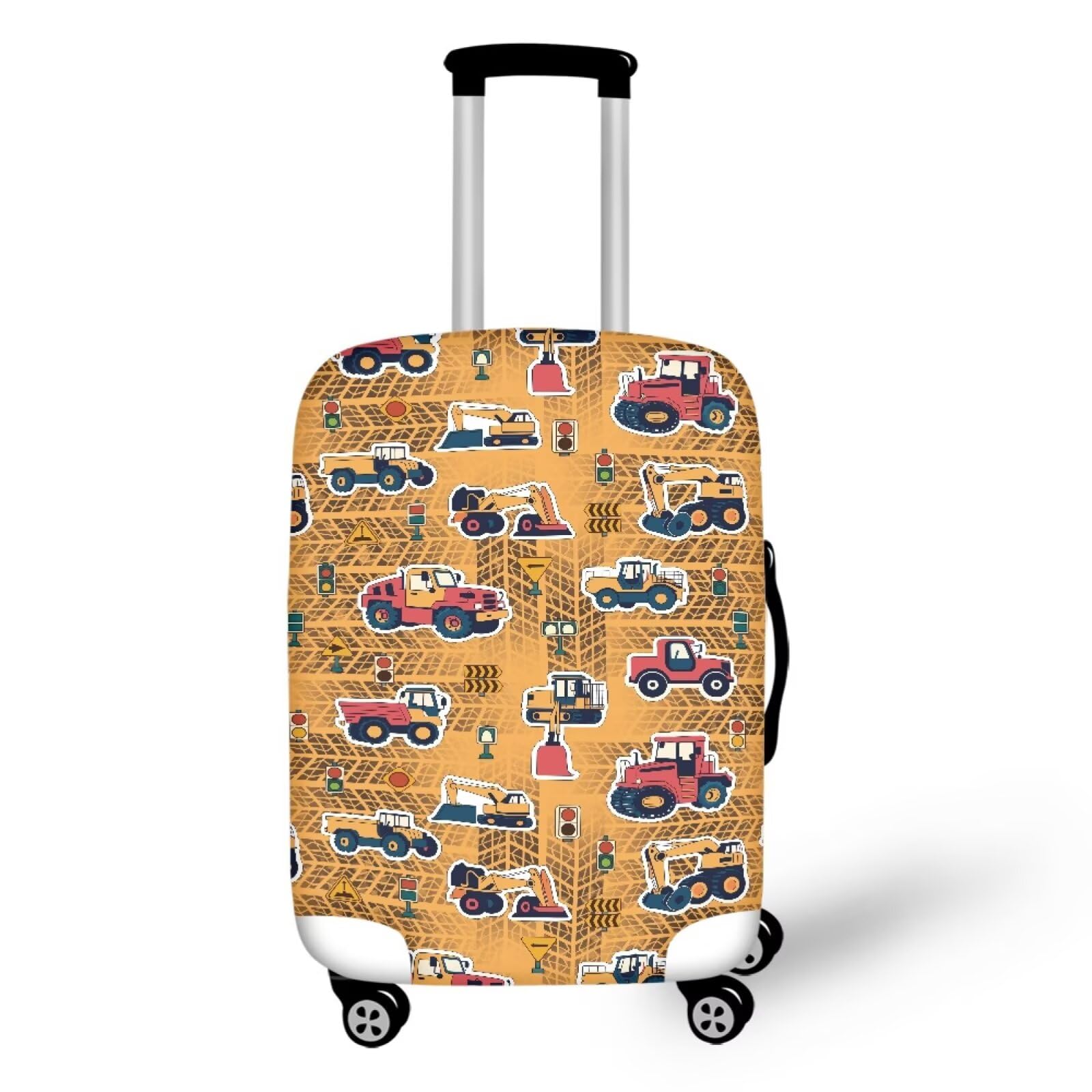 Coloranimal Yellow Engineering Vehicle Luggage Covers for Women Men Girls Boys Luggage Covers Elastic Washable Suitcase Protector Suitcase Cover Protector Fits 18-21"