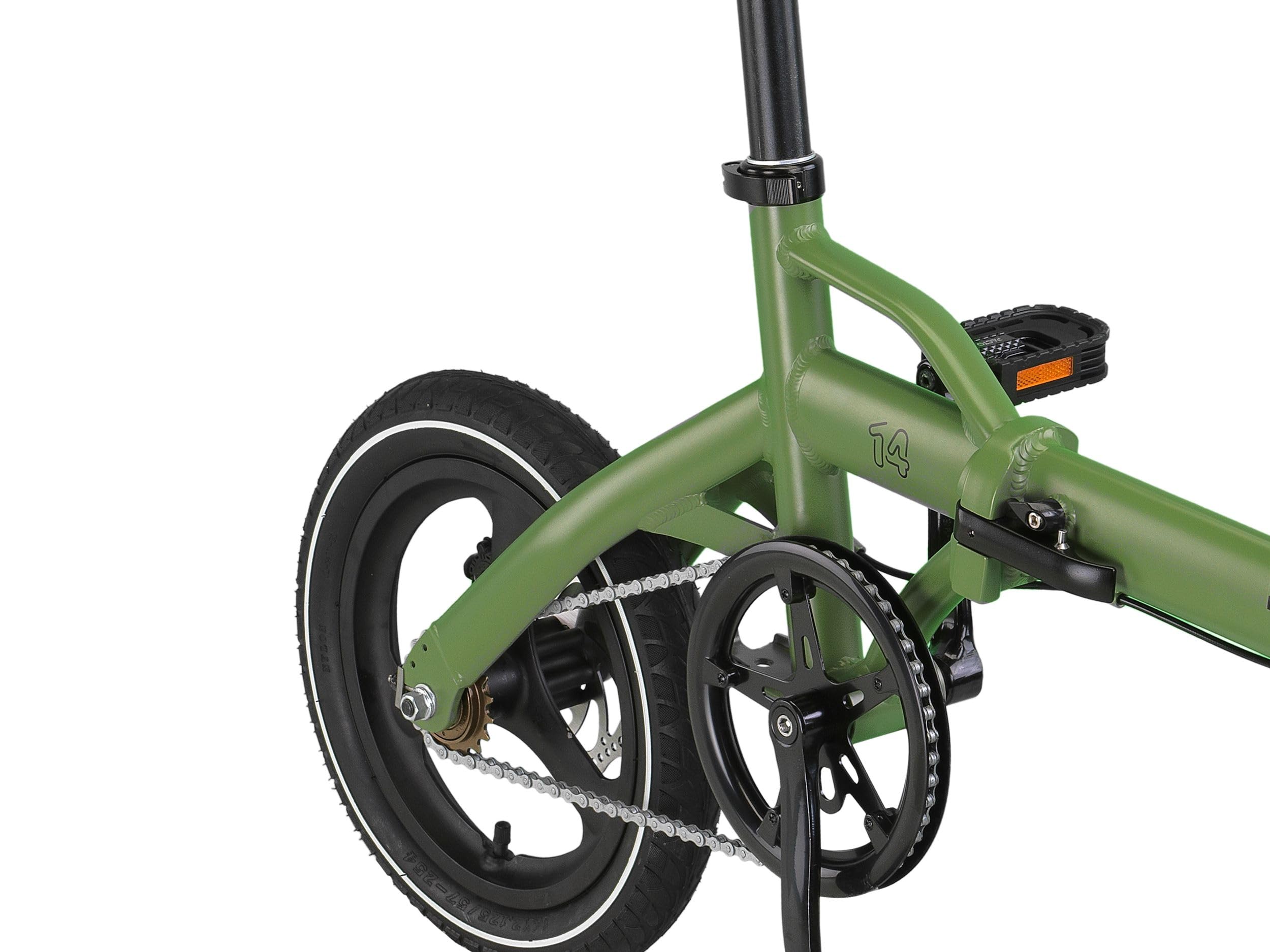 PACTO Vélo pliant 14 pouces de qualité supérieure - Cadre en aluminium léger et portable - Double freins à disque - Vitesse unique - 12 kg - Vélo pliant - Vélo hollandais - Vert