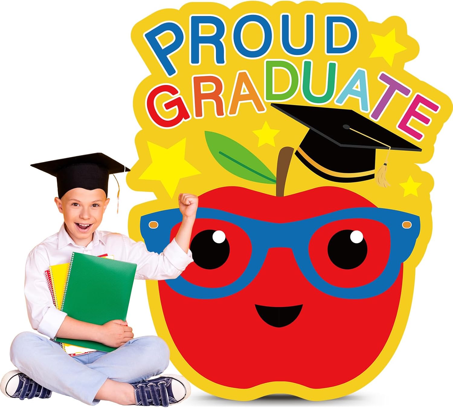 Bucherry 5 Feet 2026 Elementary Graduation Cardboard Stand-up Cutout Life-Size Happy Graduation Party Decoration Backdrop Photo Prop Standup for Preschool Kindergarten School Decor Supply