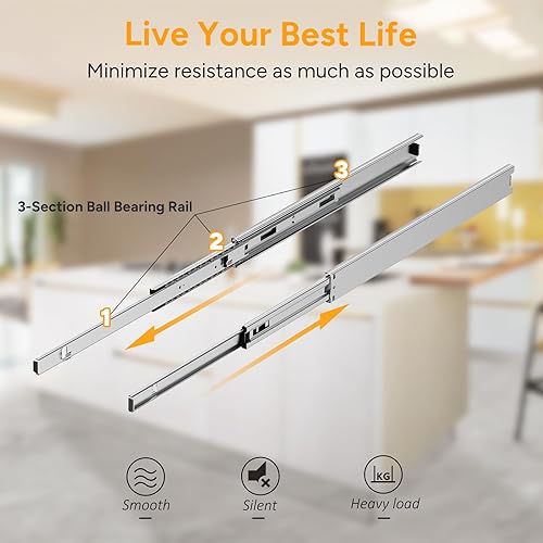 Miniatura 8 de ROOMTEC Organizador de gabinete extraíble (11 pulgadas de ancho x 21 pulgadas de profundidad), estantes deslizantes resistentes, cajones extraíbles