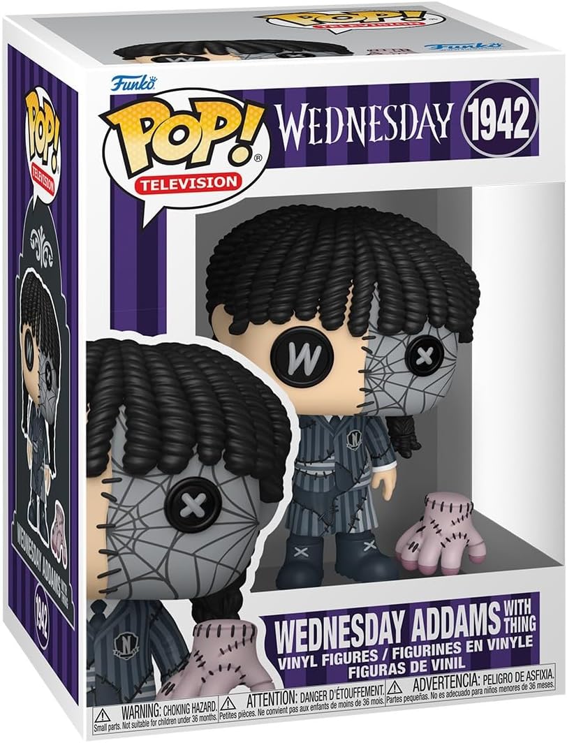 POP! & Buddy: Wednesday - Wednesday with Thing (Patchwork) | Official Merch - Collectable Vinyl Figurine for Shelf Display - Birthday Gift Idea for Fans and Collectors
