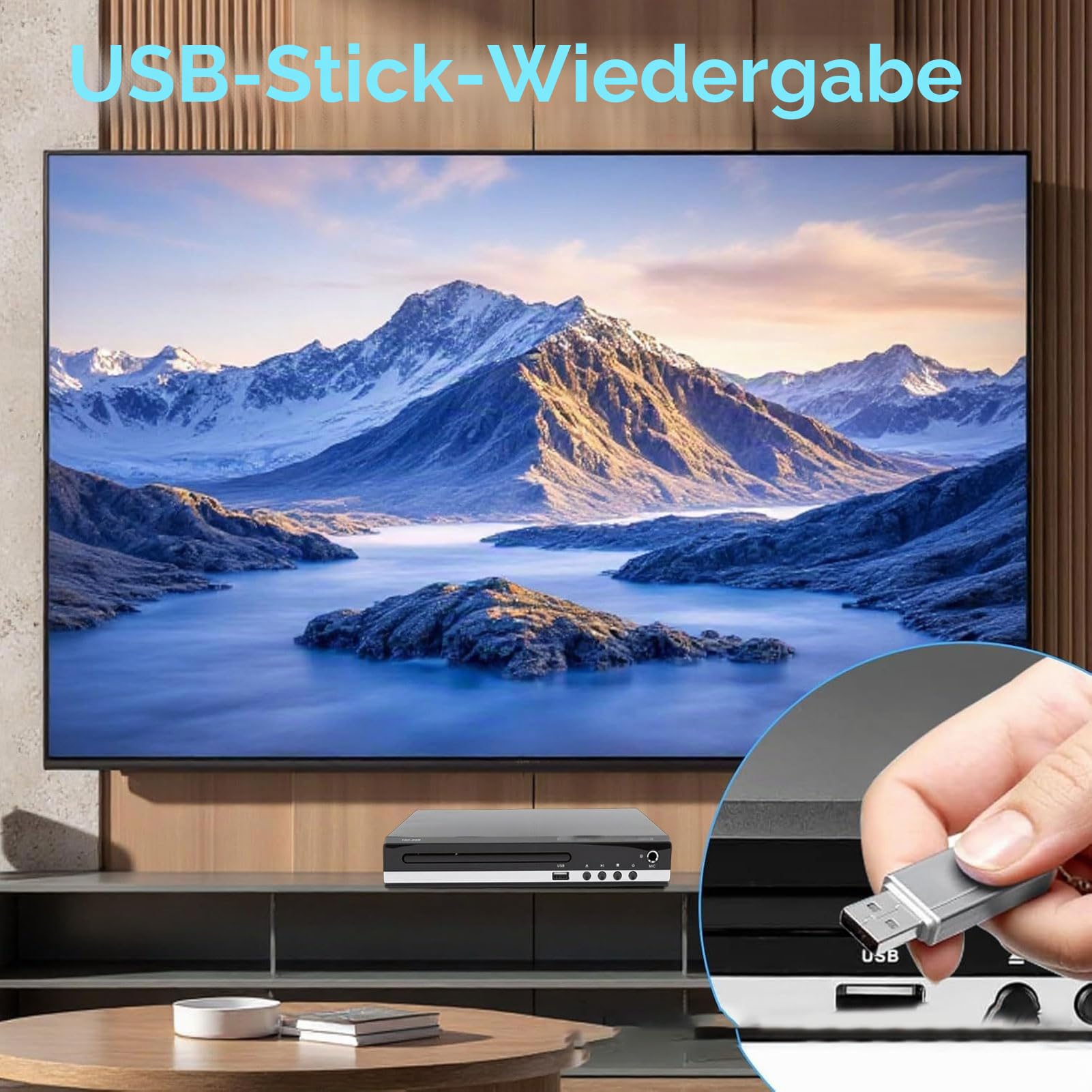 DVD Player, Multi Region Free DVD CD Player für TV mit 1080P HD Auflösung, USB-Anschluss, Ausgang, Fernbedienung, Unterstützt Alle Regionen 1-6, Verschiedene Disc- (GB-Stecker)