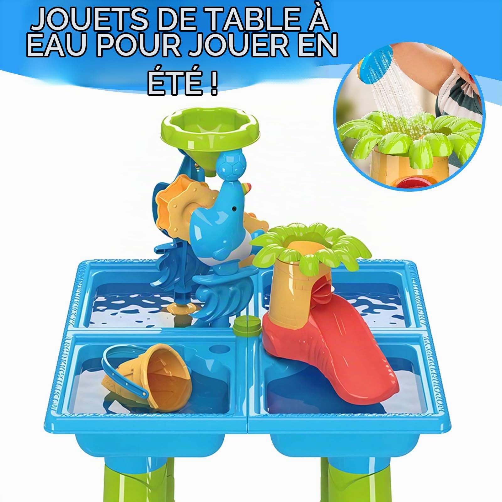 Diealles Shine Table Eau Sable, Multifonctionnel Table Eau Enfant Exterieur, Table de Jeux Exterieur Enfant de 1 2 3 4 Ans