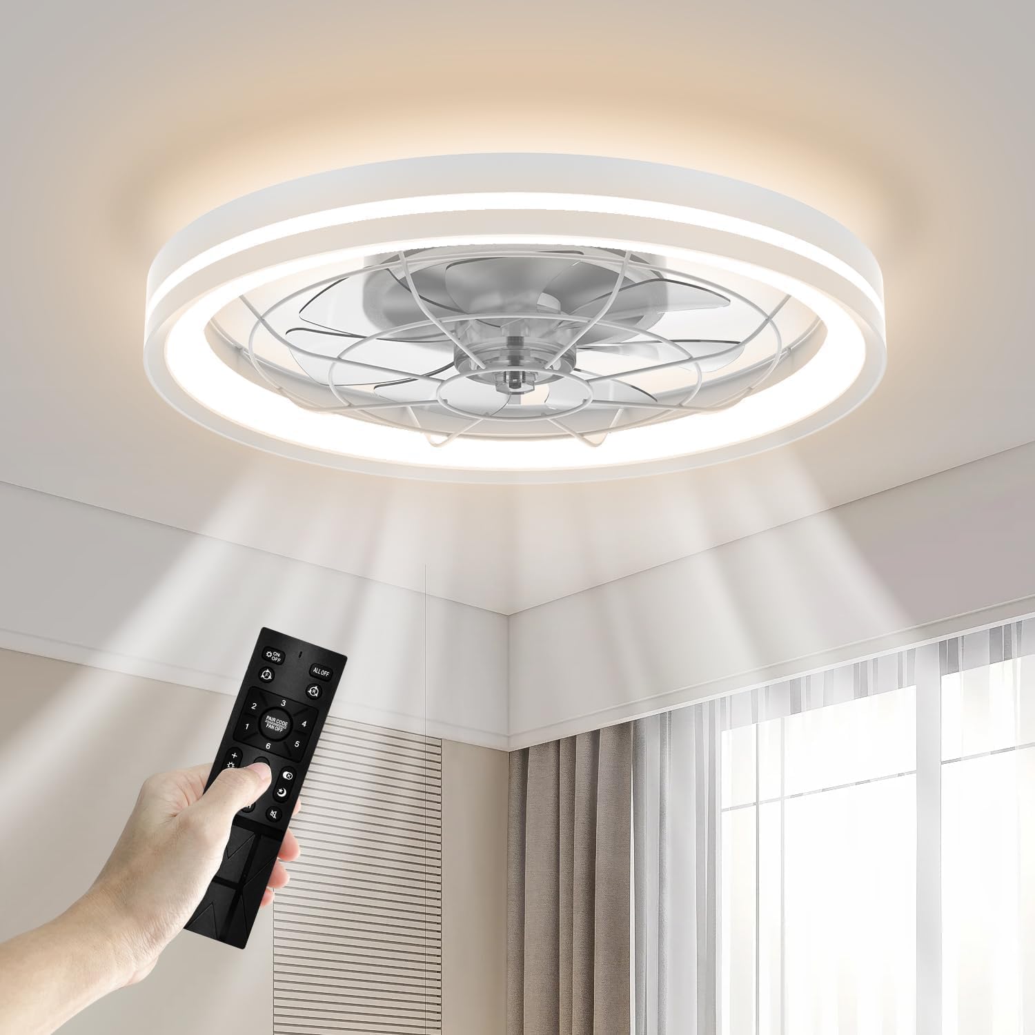 CHANFOK lage plafondventilator met licht