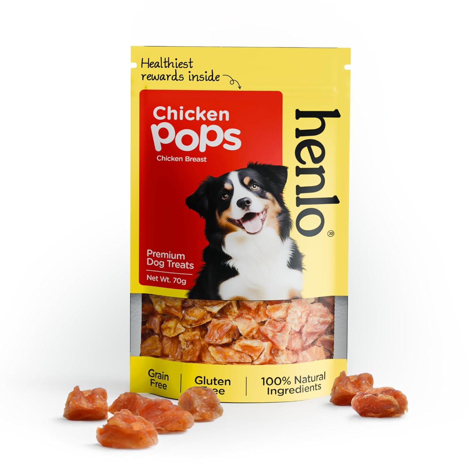 Henlo Chicken Pops Dog Treats | High-Protein Crunchy Dog Snacks | Single Ingredient Chicken Breast | Grain-Free & Gluten-Free | No Preservatives | Slow Cooked for Maximum Nutrition | 70g (Pack of 1) Henlo Chicken Pops Dog Treats | High-Protein Crunchy Dog Snacks | Single Ingredient Chicken Breast | Grain-Free & Gluten-Free | No Preservatives | Slow Cooked for Maximum Nutrition | 70g (Pack of 1)