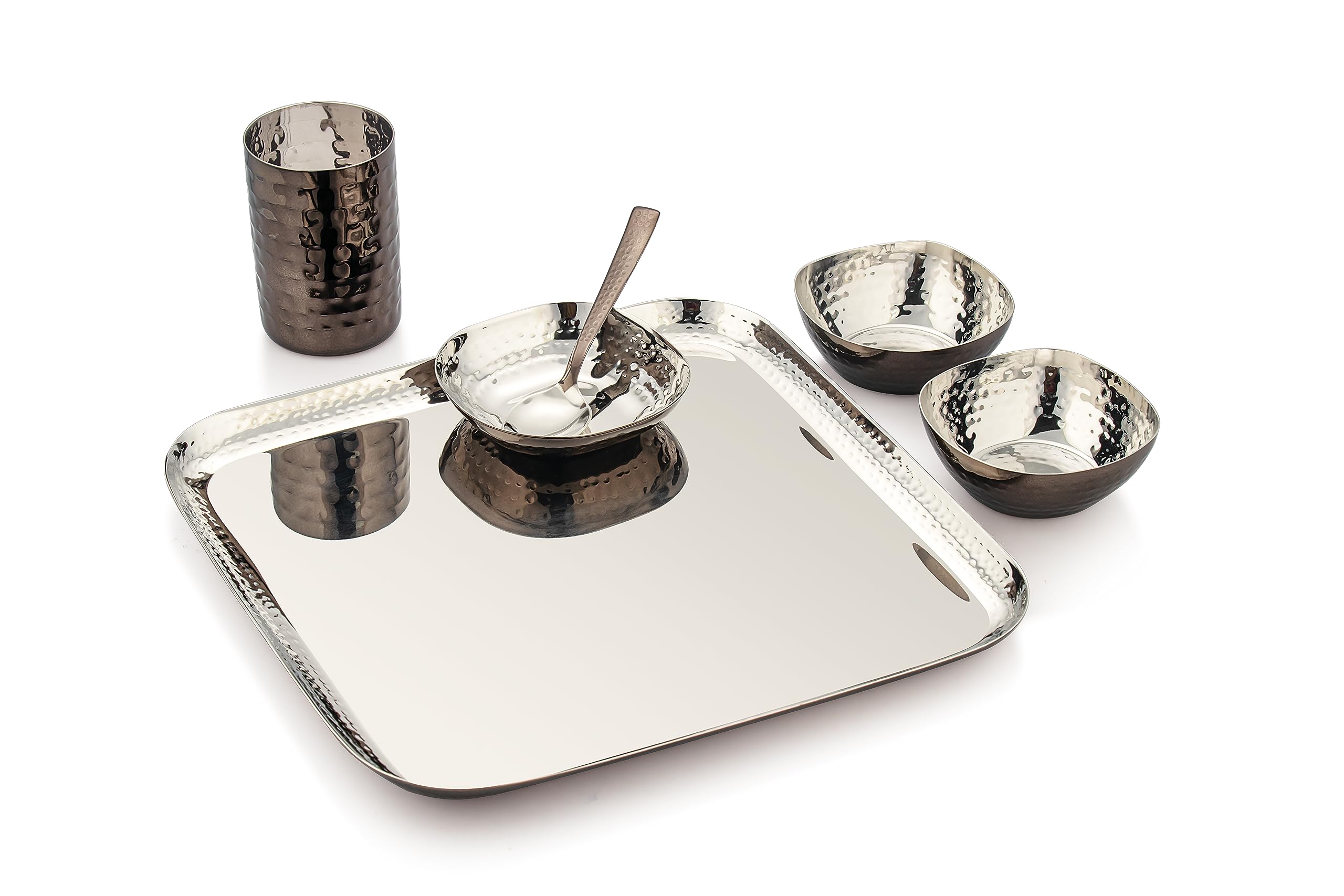 Silverglow Premium Stainless Steel Copper Dinner Set for 4 People | Square Family Dinner Set | 24-Piece Gift Pack | Dinner Plates, Bowls, Spoons, Tumblers | Festive Gift | Wedding, Diwali, Rakhi — Amazon image 12