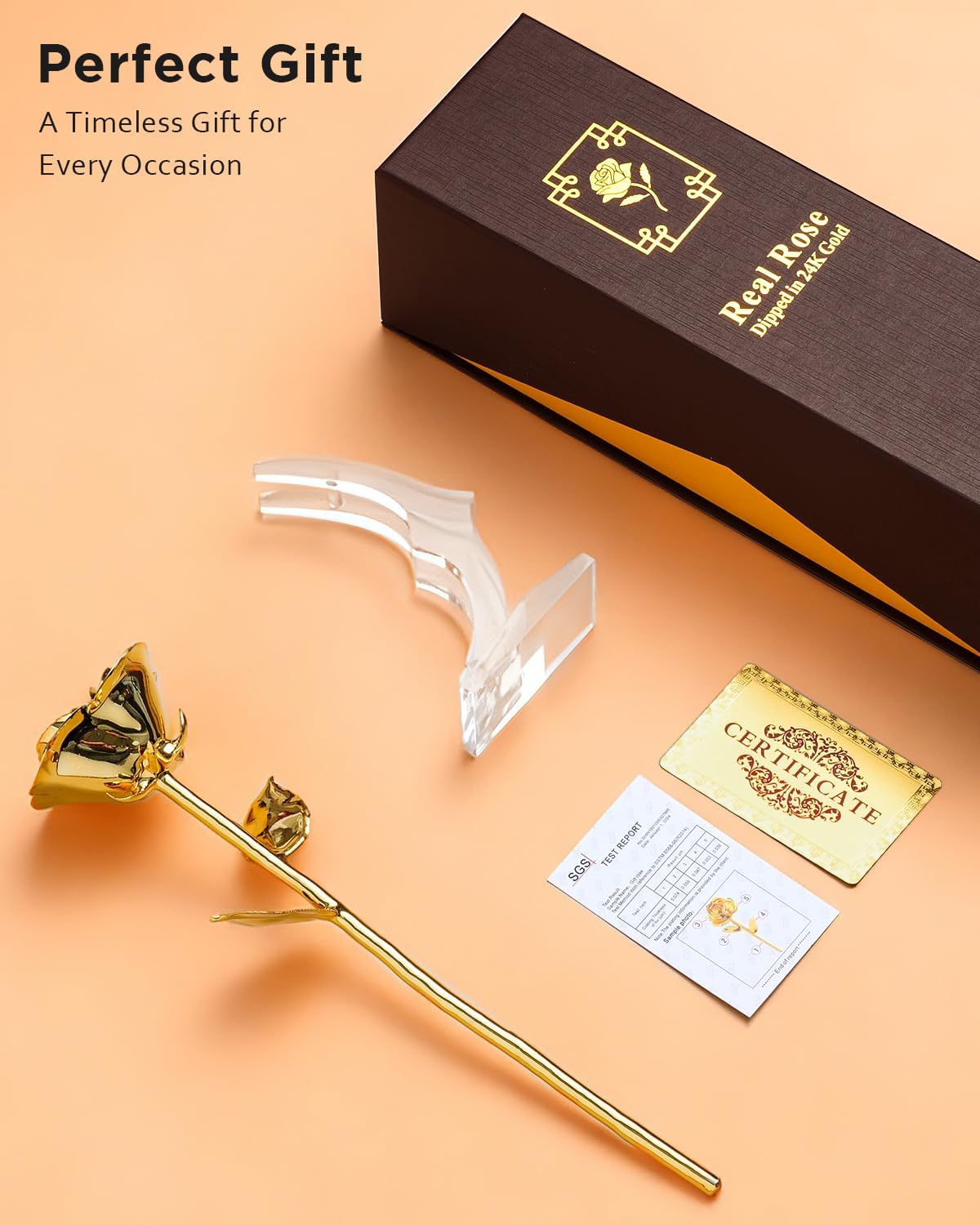 WILDLOVE 24K Gold Dipped Real Preserved Rose – Handcrafted Rose with Genuine 24K Gold Plating, Gift Box Included – Romantic Keepsake for Wife, Mom, Girlfriend on Anniversary, Birthday, Valentine’s Day - Image 7