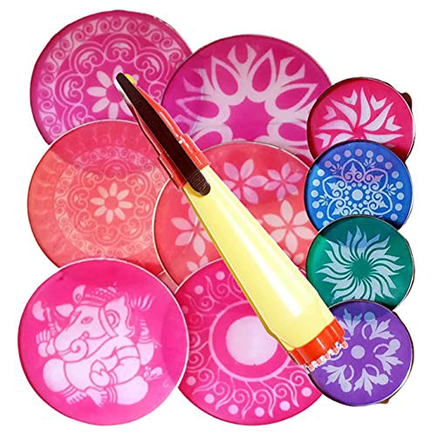 Buy ROTZ Combo of Rangoli Stencils and Pen kit 8" Six Rangoli Stencil