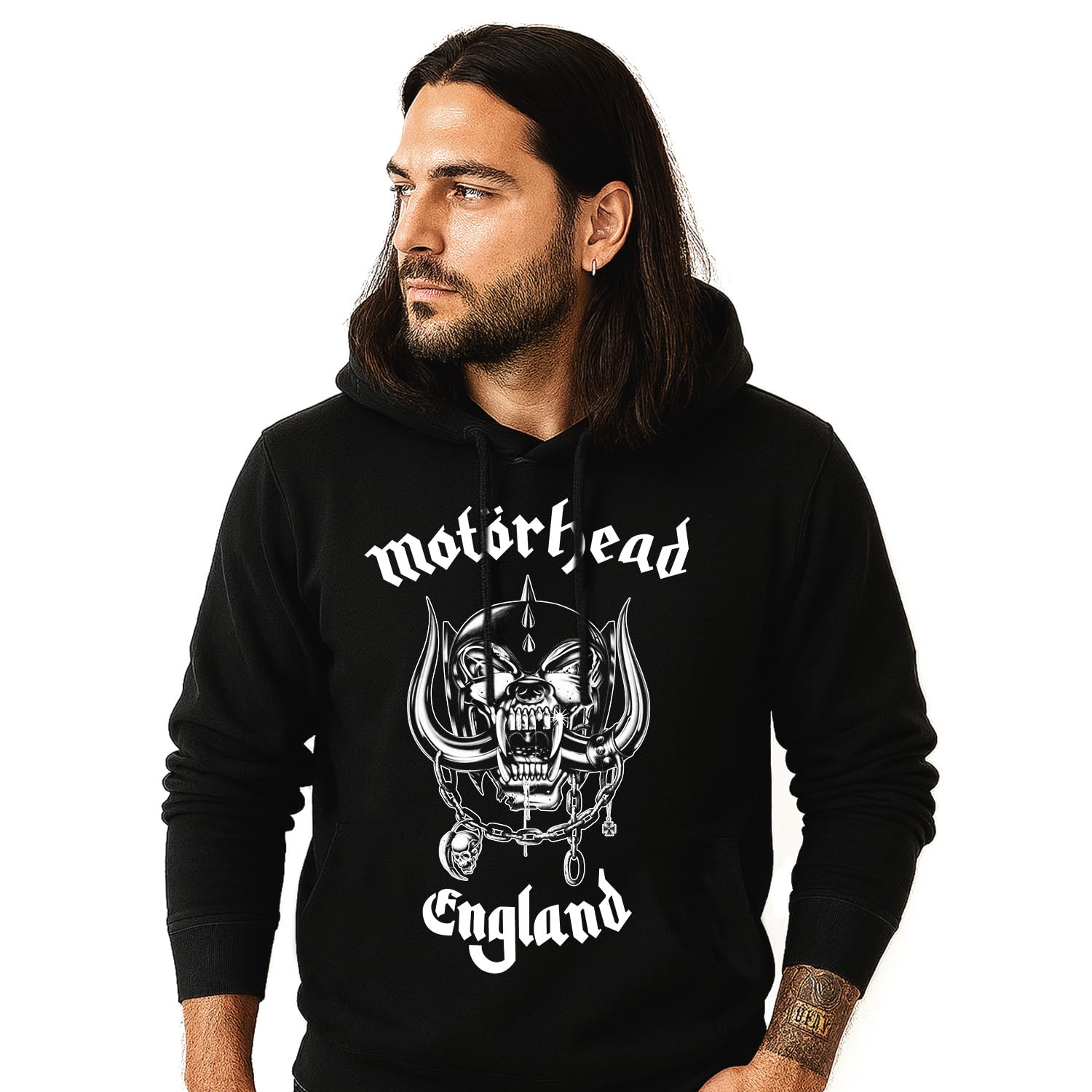 Motörhead Felpa Ufficiale Classic Logo. Felpa con Cappuccio Unisex in Cotone. vestibilità Regular per Adulto e Ragazzo