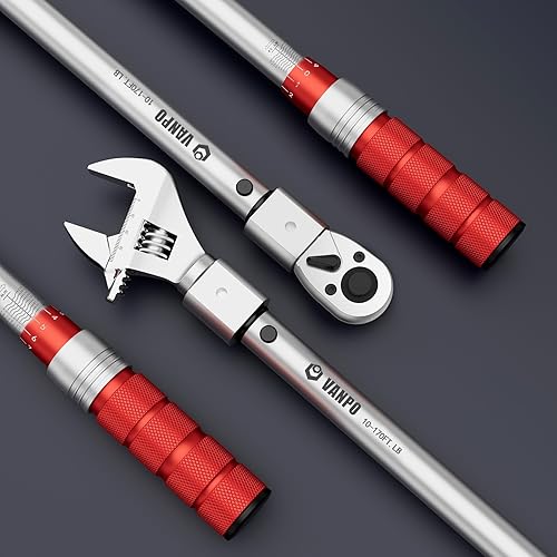 Miniatura 8 de VANPO - Llave dinamométrica ajustable de 12 pulgada, 10-170 ft.lb13.6-230.5 Nm, llave dinamométrica de 38 mm de boca abierta con mandíbula