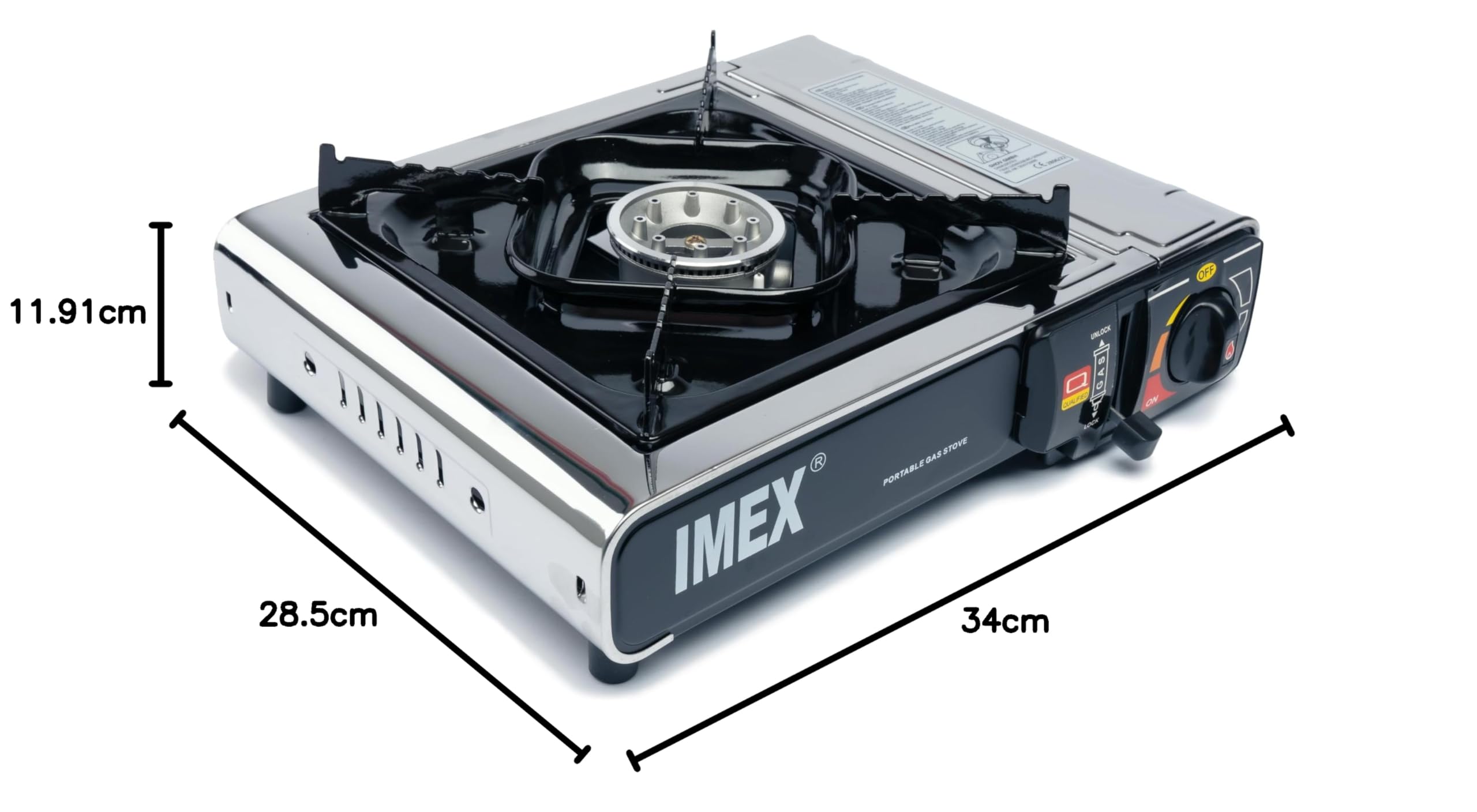 IMEX Gaskocher Edelstahl Campingkocher mit 16 Gaskartuschen und Tragekoffer/Aufbewahrungskoffer 2,2KW
