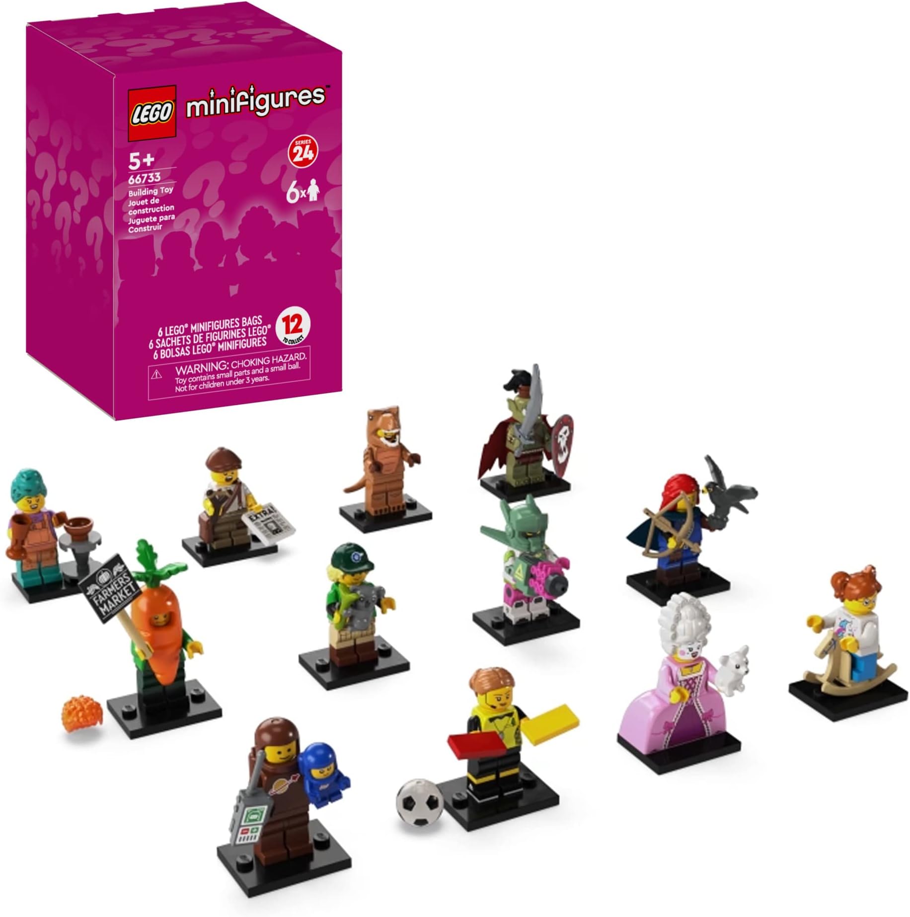 Minifigures Series 24 6-Pack 66733 Building Toy Set for Kids, Boys, and Girls Ages 5+