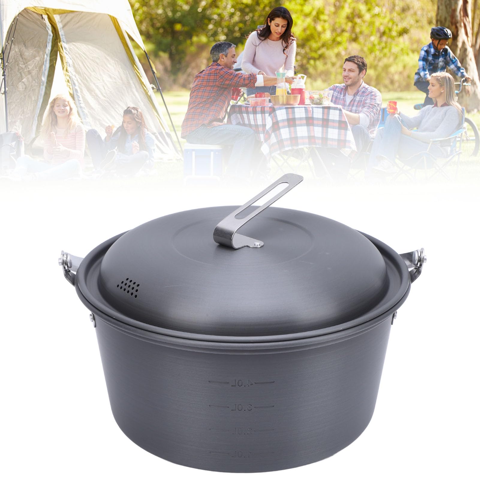 VGEBY Olla de Camping 5L Gran Capacidad para Cocinar Al Aire Libre