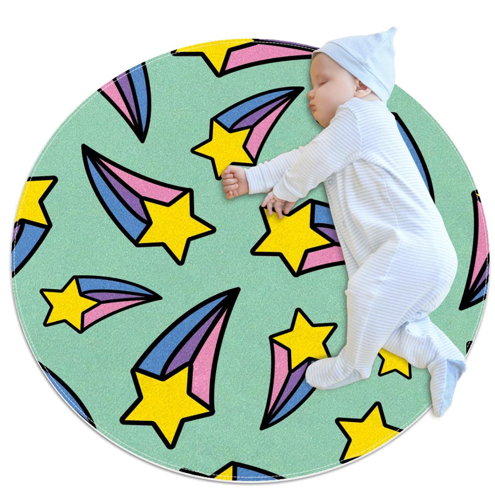 Tapis de salle de bain antidérapant rond 1m doux pour chambre à coucher