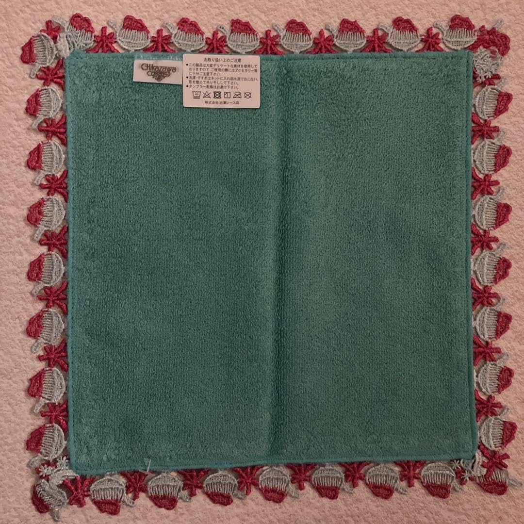 近沢レース シーズンタオルハンカチ 水色 かき氷